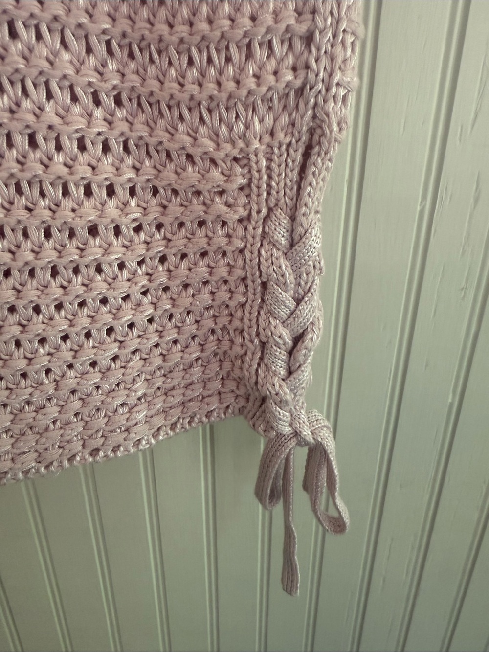 GAP Pink Crochet Tank Top Size XS Lace-up sides - Picture 3 of 5